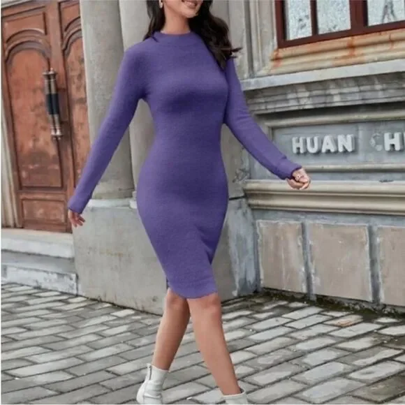 Ralph Lauren blue label Lavender Long Sleeve sweater Dress, XS - Picture 1 of 7